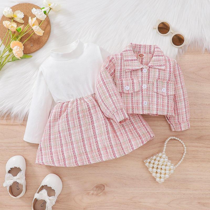 Conyson New Spring Fall Girl's Dress Sweater Suit Little Girl Kids Children's Clothing Knitwear Top Skirt Two Piece Tutu skirt