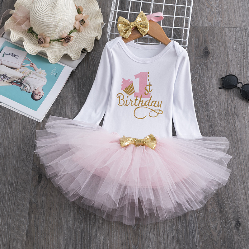 Cute Elegant Baby Girl Clothes Birthday Clothing Pink Party Baby Skirt Outfits Toddler Kids Baby Girl Clothes