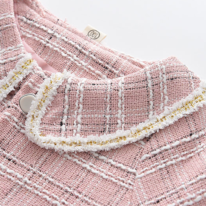 Conyson Wholesale Winter Children's Girls Clothes Sets Plaid Jacket Princess Vest Mesh Tutu Dress 2 Piece Little Girl Outfits