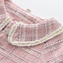 Conyson Wholesale Winter Children's Girls Clothes Sets Plaid Jacket Princess Vest Mesh Tutu Dress 2 Piece Little Girl Outfits