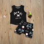 Conyson Wholesale Summer Causal Boys Clothes Sets Beachwear Trees Printed Sleeveless Pullover Vest Tops Shorts Kids Clothes Kid