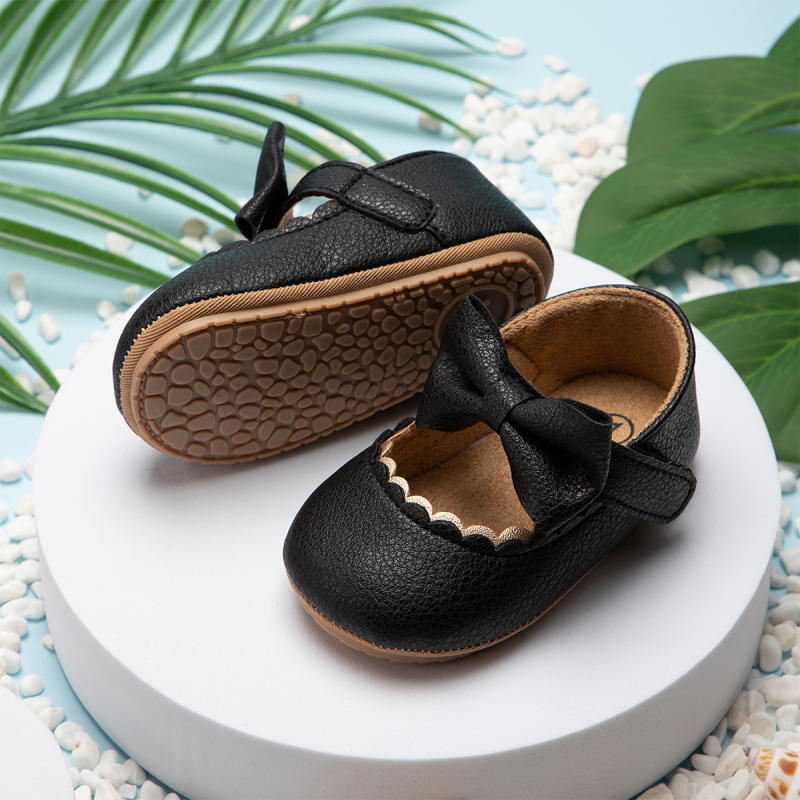 Conyson Hot Baby Casual Shoes Infant Toddler Bowknot Non-slip Rubber Soft-Sole Flat PU First Walker Newborn Bow Decor Leather