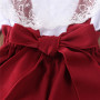 Comyson Spring Infant Baby Girls Yarn Lotus Lace Round Neck Blouse+Strap Bowknot Lantern Shorts Children Girls Clothing Set