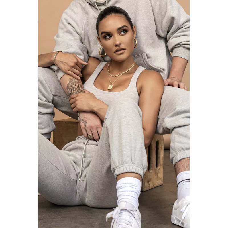Conyson Hot Sale Custom Sport Gym Pullover Three-dimensional Pocket Pinching Pants Plain Crop Top Oversized Women's Vest Set