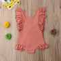 Conyson Cute Toddler Kids Baby Girls Swimwear Ruffles Sleeve Solid One Piece Summer Swimsuit Bathing Suit Bikini Clothes Kids