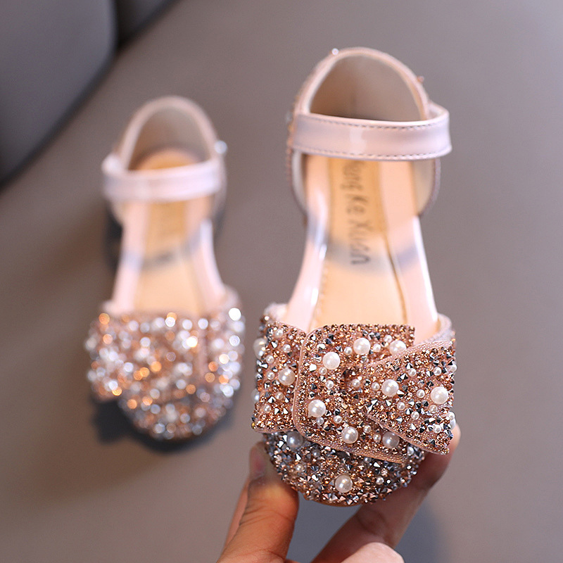 Conyson New Children Shoes Pearl Rhinestones Shining Kids Princess Shoes Baby Girls Shoes For Party and Wedding