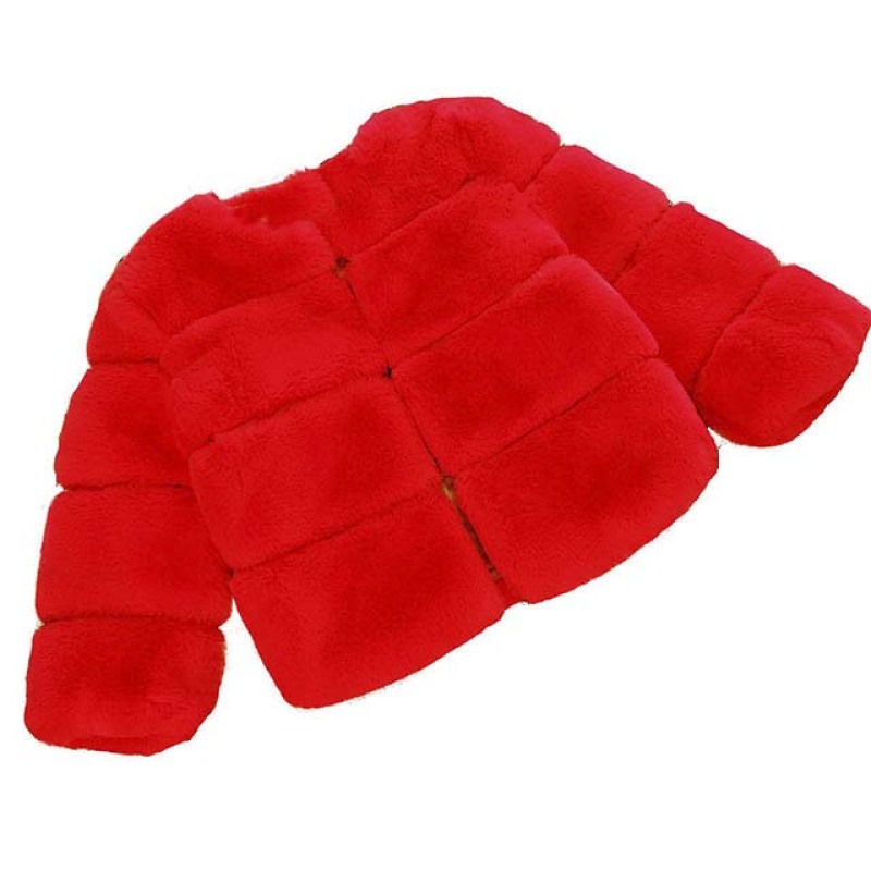 Fashion O-Neck Solid Color Cardigan Velour Faux Fur Hood Girls Long Sleeve Thick Warm Winter Coats