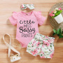 Factory Price Newborn Baby Girls Clothing Knitted Romper Sets Three-piece Suit little girls clothing sets