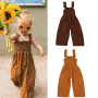 Conyson Kids Girls Summer Suspender Jumpsuit Backless Overalls Ruffled Sleeveless Polka Dot Ruffles Long Pants Overalls