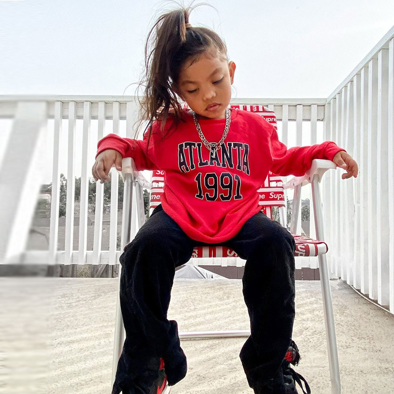 Conyson Spring Fashion Cotton Kids Girls Solid Hoodies Long Sleeve Pullover High Quality Letter Print Infant Boys Clothes Tops