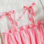 Conyson Infant Kids Girls Summer Sweet Jumpsuits Pants 0-4Y Striped/Flower Printed Strap Sleeveless Lace Up Playsuit With Belt