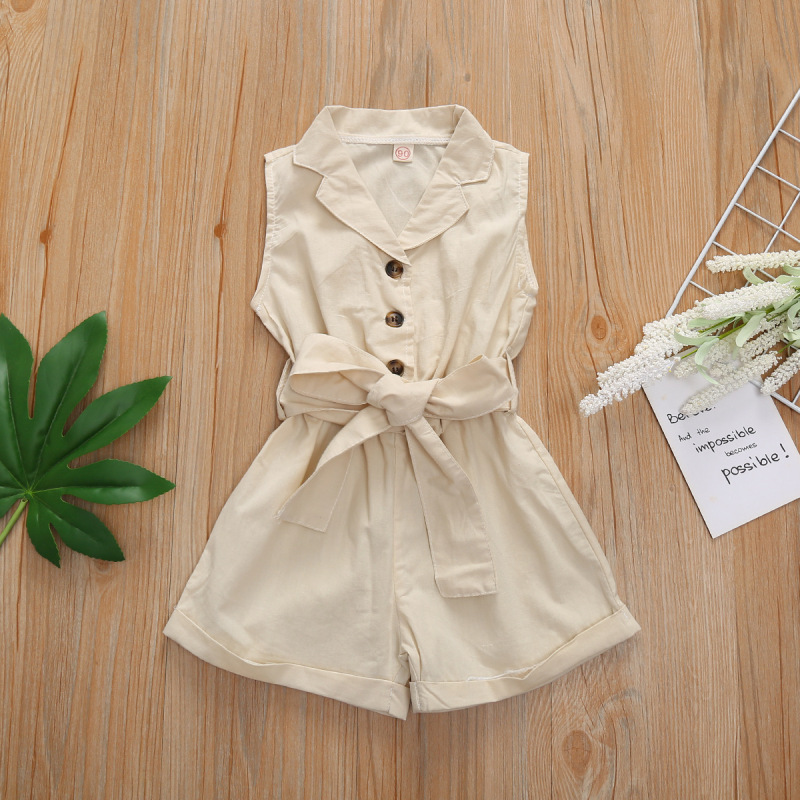 Conyson Hot Selling Multi-Color Girls Sleeveless Western Kids Girls 2-7Y Single Breasted One-Piece Shorts Climbing Girl Suit