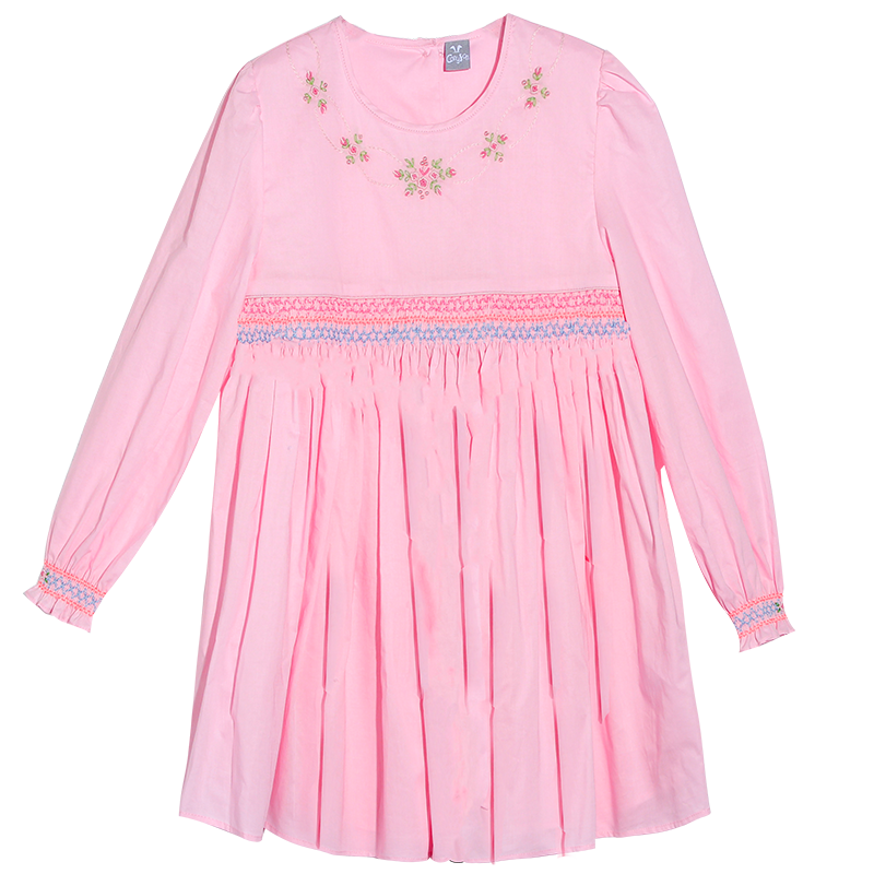 New fashion high quality cotton smocked flowergirl dresses for party
