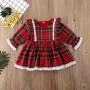 Christmas Girls Red Dress Toddler Baby Kid Girls Lace Ruffles Tutu Party Dress Plaid Xmas Costumes Children Clothes