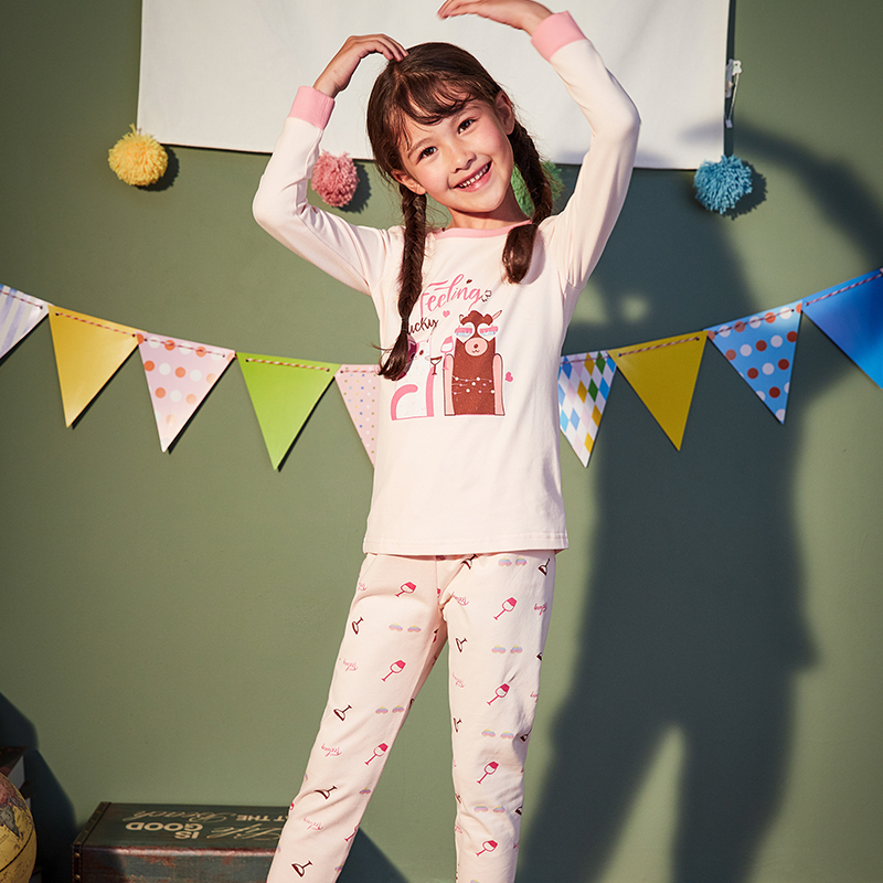 Factory Customization Wholesale Long Sleeve Knitted Korean Wholesale Kids Girl Pajamas Set