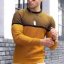 Conyson Wholesale High Quality Spring Autumn Men's Plain Stripe O-Neck White Tee Shirt Blanks Oversized Knitting Men's T-shirts