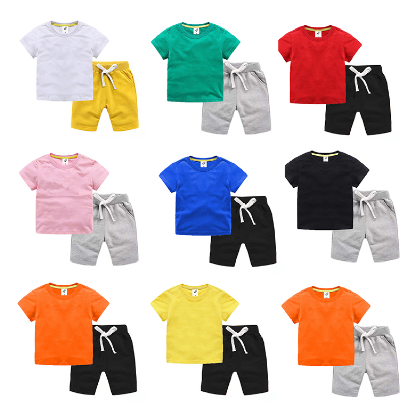 Custom Made Logo Kids Clothing Sets Fashion 2pcs Kids Clothes Set Kids Short Set