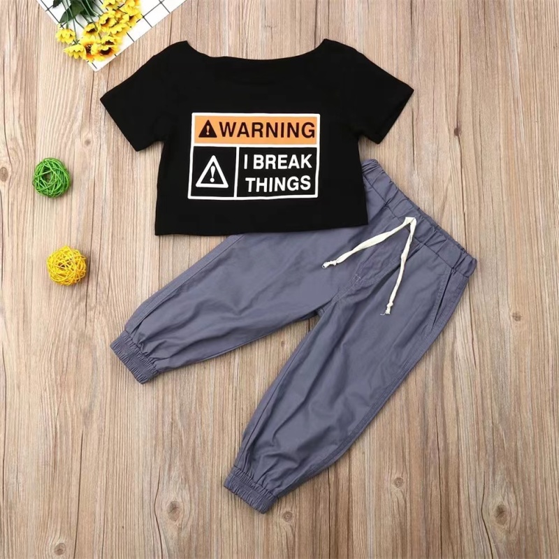 Conyson Wholesale Summer Kids Girls Sportswear High Waist T-shirt Long Pants Tracksuit Casual Printing Short Sleeve  Sport Suits