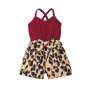 Conyson korean fashion Baby kids Girl summer Leopard sleeveless cool clothes stripe patchwork casual children wear clothing sets