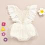 Latest Style Newborn Baby Rompers Summer Baby Sleeveless Lace Rompers Solid Color Snap Button Baby Girl Rompers
