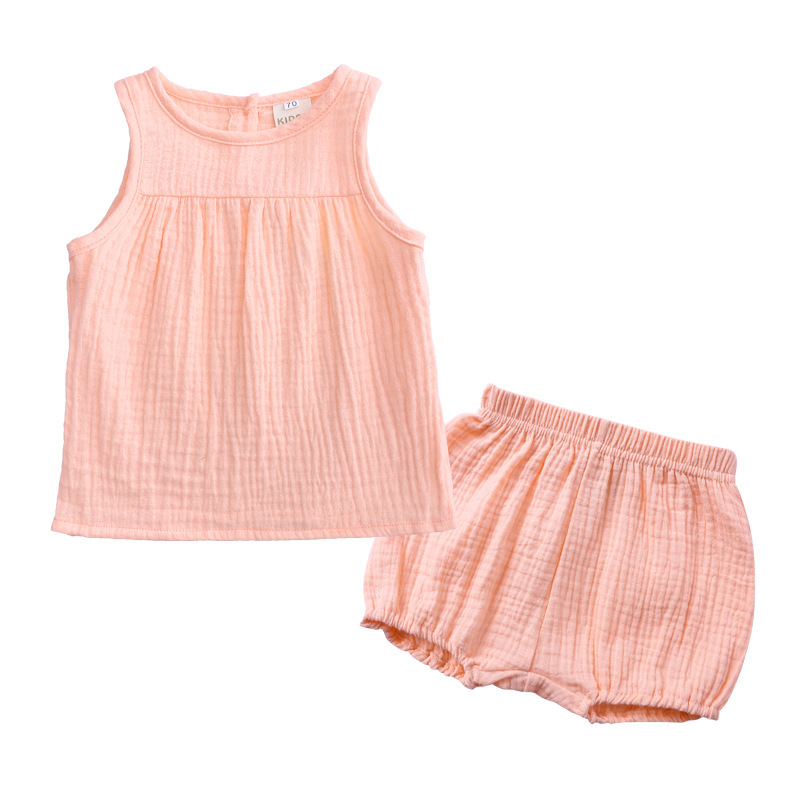 Conyson High Quality Outfit Summer Newborn Organic Solid Infant Brand Clothes Unisex Matching Suit 2 Pieces baby clothing Set