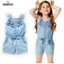 Conyson High Quality Euramerican Summer New Small Fly Sleeve Denim Overalls Kids Clothes Short Trousers Toddler Girls Suspender