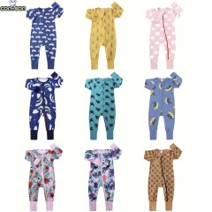 Conyson Hot Selling Spring Autumn Organic Cotton Cute Long Sleeves Zipper Knitted Children Clothing Vintage Baby Rompers
