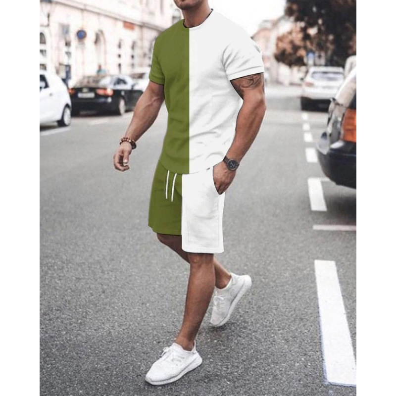 hot sale rts Custom logo Made Outdoor online designer mens summer jogger Clothes suit clothing two-piece adult t-shirt short Set