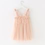 Conyson Wholesale Solid color Kids Girl Casual strap Sleeveless with butterfly wings Summer Baby Girls Tutu Dress