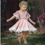 Conyson Hot Cute Toddler Kids Baby Girls Princess Clothes Lace Short Puff Sleeve Party Bridesmaid Wear Flower Dresses for Girls
