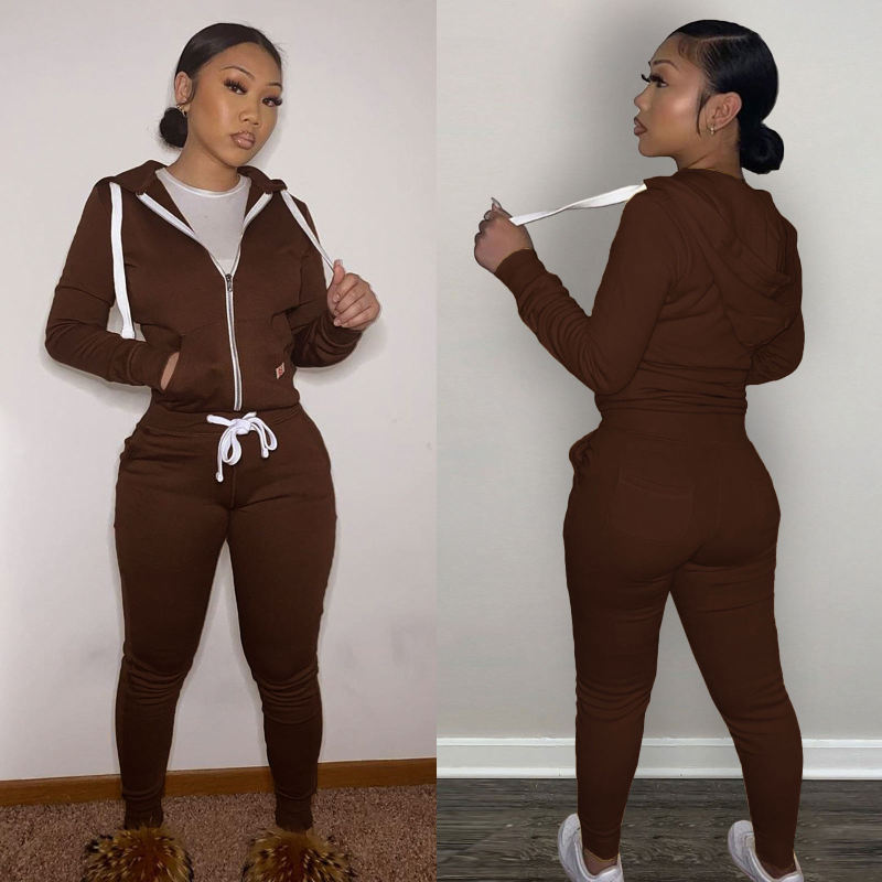 Thick Fleece 2 Piece Women Fall Winter Clothes Jogging Sweatpants Suit Cardigan Hoodie Women Sweatsuit Set Tracksuit Jogger Set