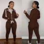 Thick Fleece 2 Piece Women Fall Winter Clothes Jogging Sweatpants Suit Cardigan Hoodie Women Sweatsuit Set Tracksuit Jogger Set