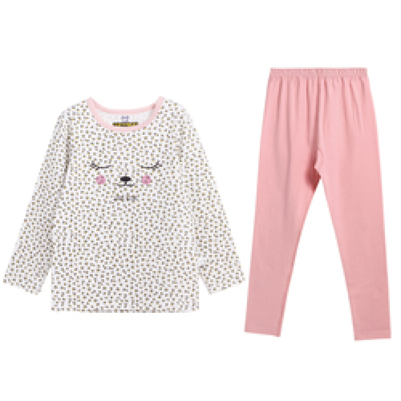 wholesale Autumn Boys kids pajamas Long Sleeve Knitted girls sleepwear set Cartoon baby pajamas kids