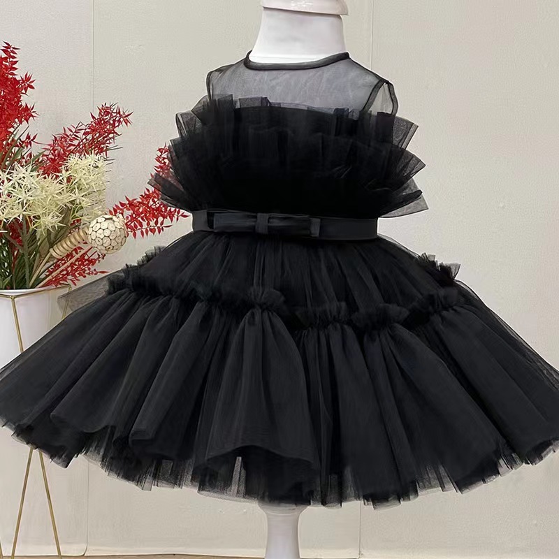 Conyson hot sale rts boutique summer fashion floral sleeve Baby Birthday solid color ball gown Kids Girls Princess Party Dresses
