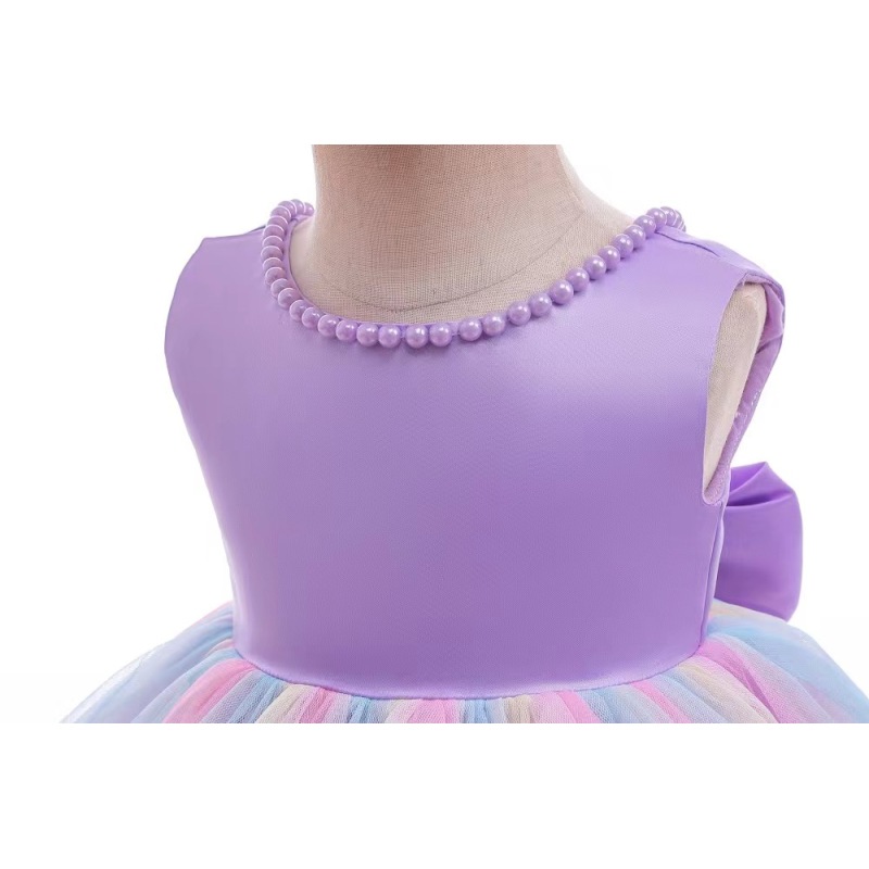 Conyson Hot Wholesale 3-8 Years Old Polyester And Cotton Sweet Style With Head band Little Kids Bowknot Ball Gown Girls Dresses