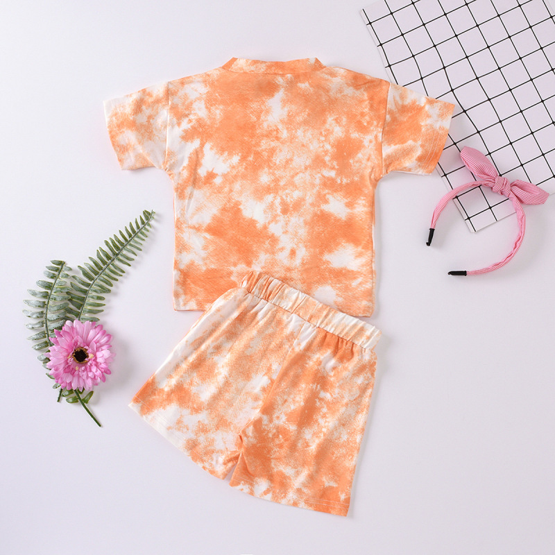 Wholesale Children'S Set Summer Tie-Dyed T-Shirts And Shorts Girls Boutique Toddler Baby Boys Summer Clothing Sets