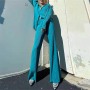 Conyson Good Quality Spring Autumn Woven Polyester Solid Fashion Shirring Design Long Sleeve Cozy 2 Set Women Clothing