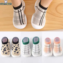 Conyson Wholesale Cute New Born 1-3 yrs Organic Cotton Anti Slip Leopard Indoor Floor Infant Girl Boy Baby Sock Toddlers Shoes