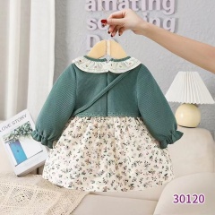 Conyson Children Wholesale Girls Baby Clothes Sets Spring Fashion Designer Floral Flower Kids Clothing With Bag Baby Dress Girl