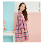 New fashion cotton checker nighty sleeping dress for girls