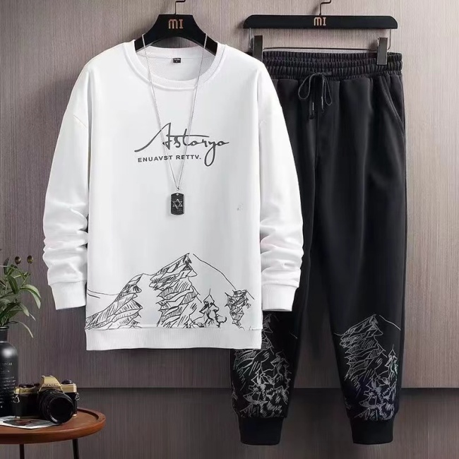 Conyson Latest Design Spring Autumn Cheap Plus Size Pullover Best Seller Trackie Men's Casual Outdoor Hoodies And Pants Set