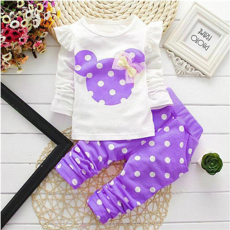 Casual Dot 100% Cotton Knitted Two Piece Outfits Kids Sport Play Set Clothing Baby Clothes