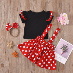 Conyson wholesale ruffle flying sleeves baby clothes set girl tutu dress princess kids summer clothes 3 pieces swing top dress