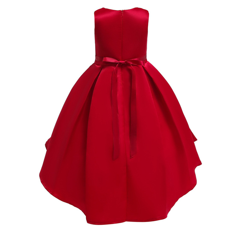 High Quality Layered Dress Kids Princess Printed Flower Christmas Evening Girls Party Dresses