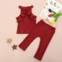 Explosion style childrens piece suit Lovely baby summer clothes set girls ruffle shoulder shirt pants 2pcs outfit girls set