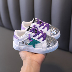 Conyson autumn hot fashion wholesale designer Sequin star for boys and girls toddler breathable canvas light baby shoes