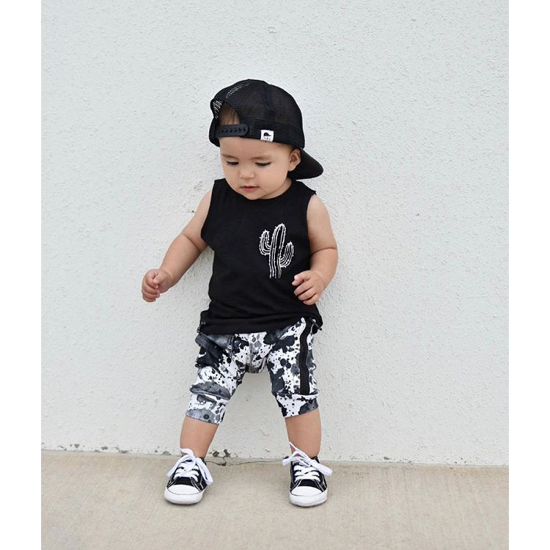 Conyson ins summer infant Boy Casual vest tshirt 2 Pieces short Toddler baby children boy clothes kids wear Fashion clothing Set