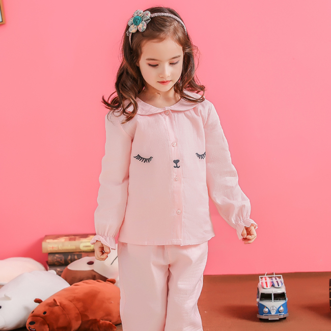 100% Cotton Long Sleeve Cartoon Summer Wholesale Kids Designer Pajamas Sleepwear Set