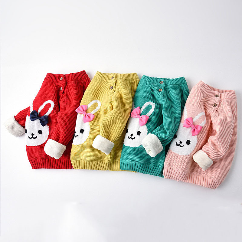 Kids Boys Girls Sweaters Clothes Baby Toddler Warm Sweater Coats Children Cartoon Thicken Tops Wool Pullovers Clothing