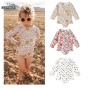 Conyson 1-6T Toddler Girls Summer Casual Long Sleeve O Neck Floral Print Bodysuit Swimsuit Heart Flowers Kids Girl Swimwear